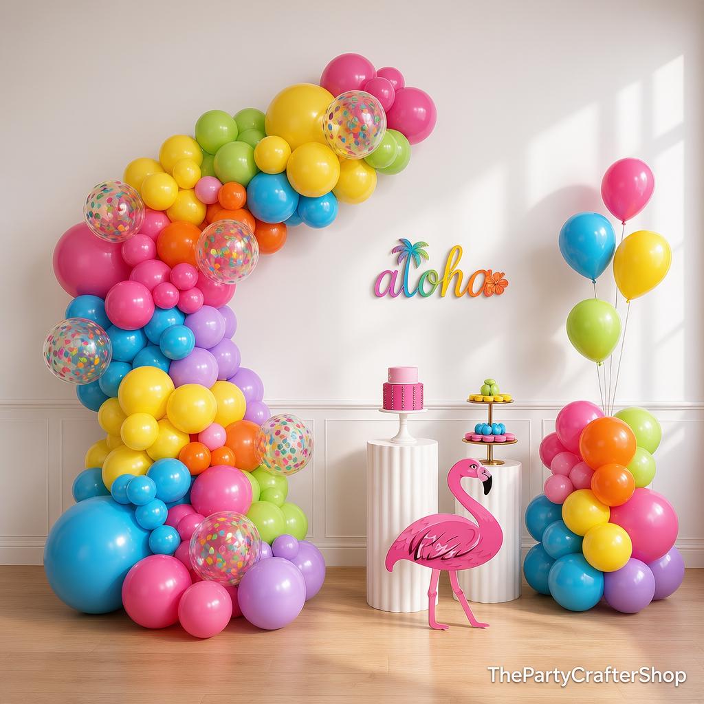 Tropical Balloon Arch Kit | Rainbow Garland for Luau Party Decor
