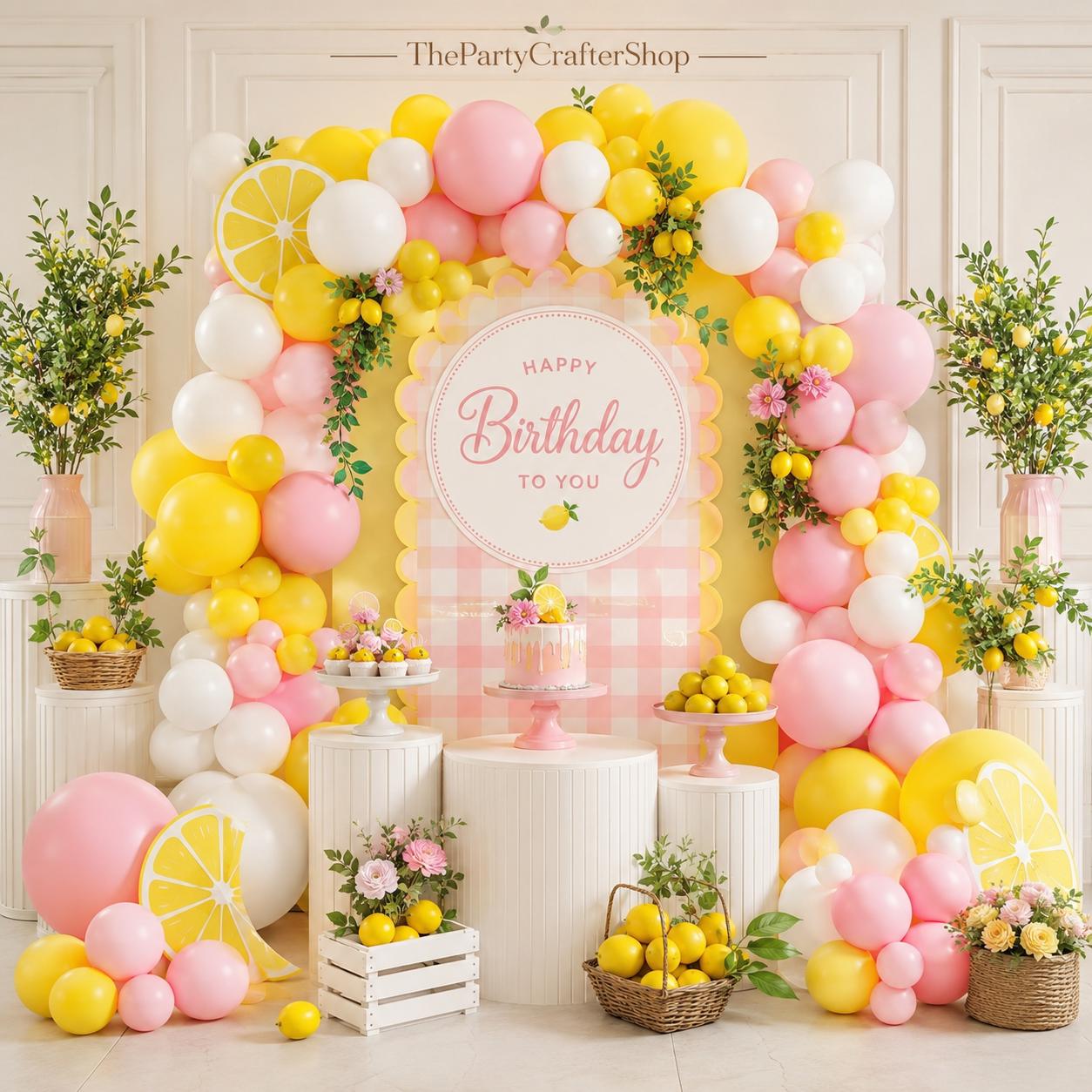 Pink Yellow Balloon Arch Kit | Lemonade Birthday, Baby Shower, Bridal Shower Decor