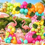 Hawaiian Tropical Balloon Arch Kit | Neon Flamingo Luau Pool Party Garland