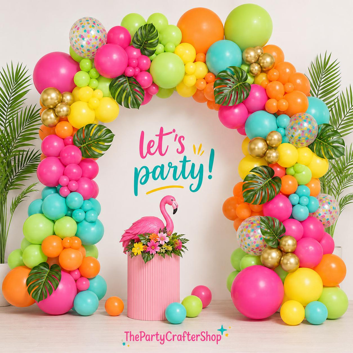 Hawaiian Tropical Balloon Arch Kit | Neon Flamingo Luau Pool Party Garland