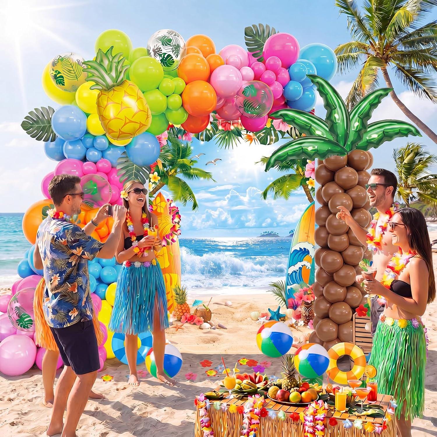 Hawaiian Tropical Balloon Arch Kit, Beach Party Backdrop, Summer Luau Decor
