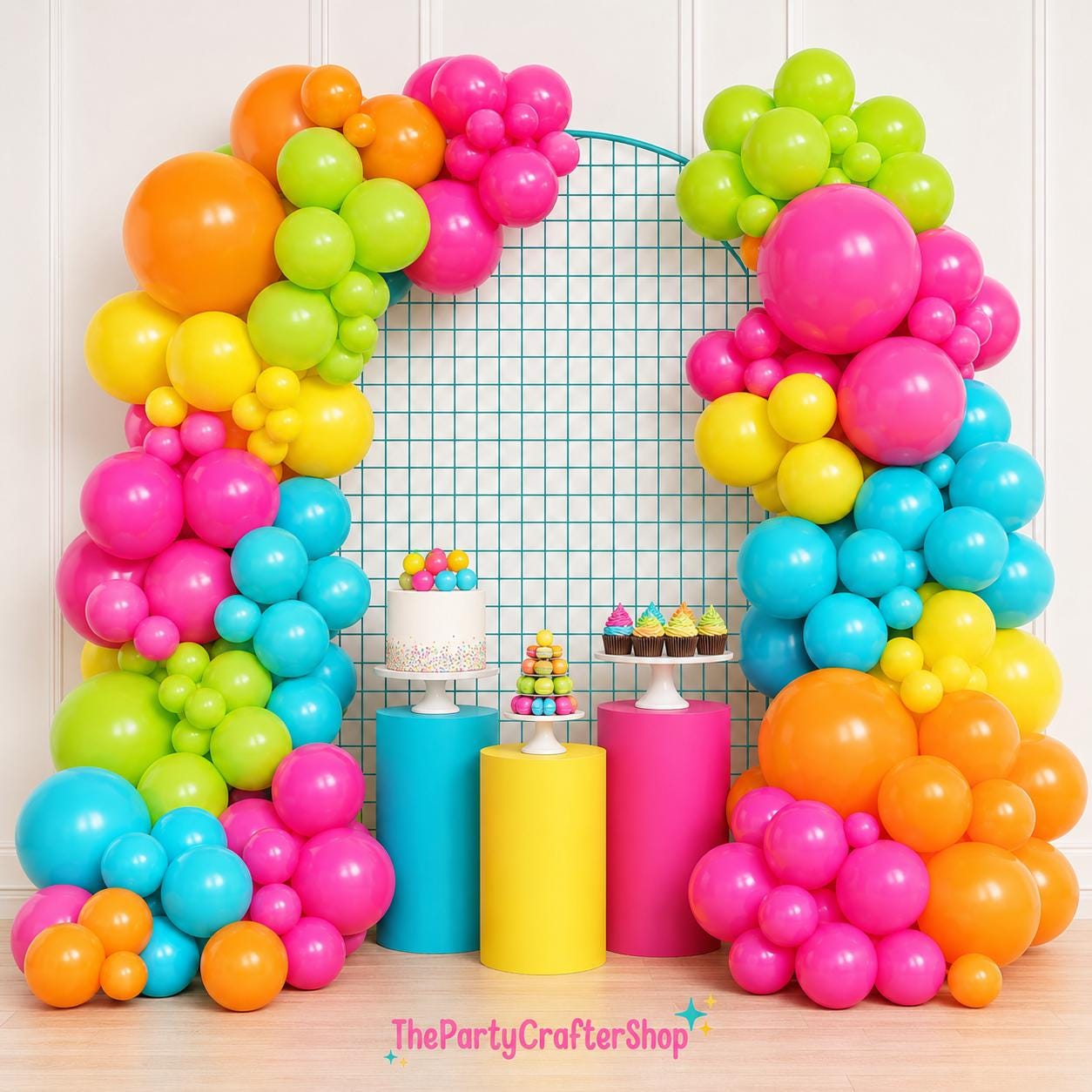 Tropical Rainbow Balloon Arch Kit | Hawaiian Summer Birthday Baby Shower Decor