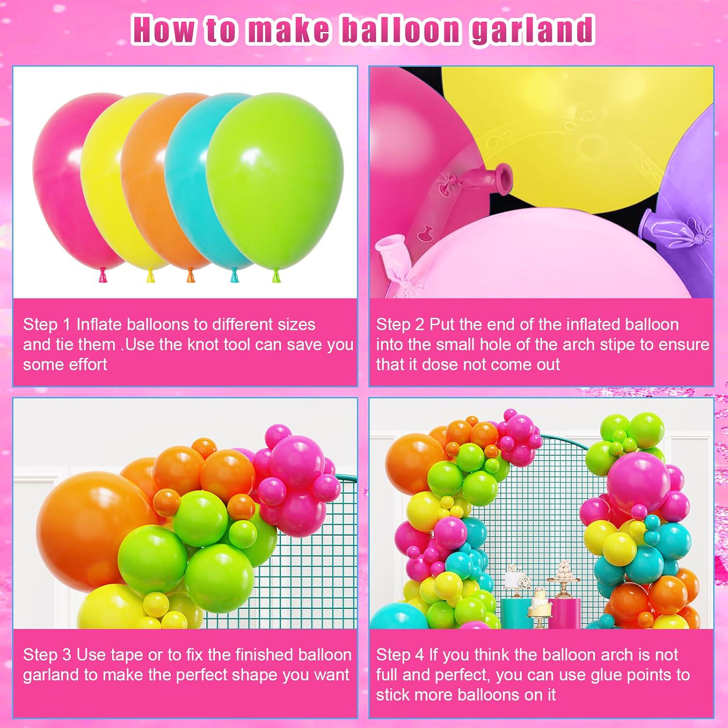 Tropical Rainbow Balloon Arch Kit | Hawaiian Summer Birthday Baby Shower Decor