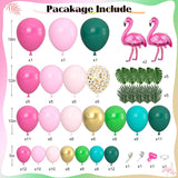 Flamingo Balloon Arch Kit | Tropical Luau Party Garland, Palm Leaves