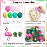 Flamingo Balloon Arch Kit | Tropical Luau Party Garland, Palm Leaves