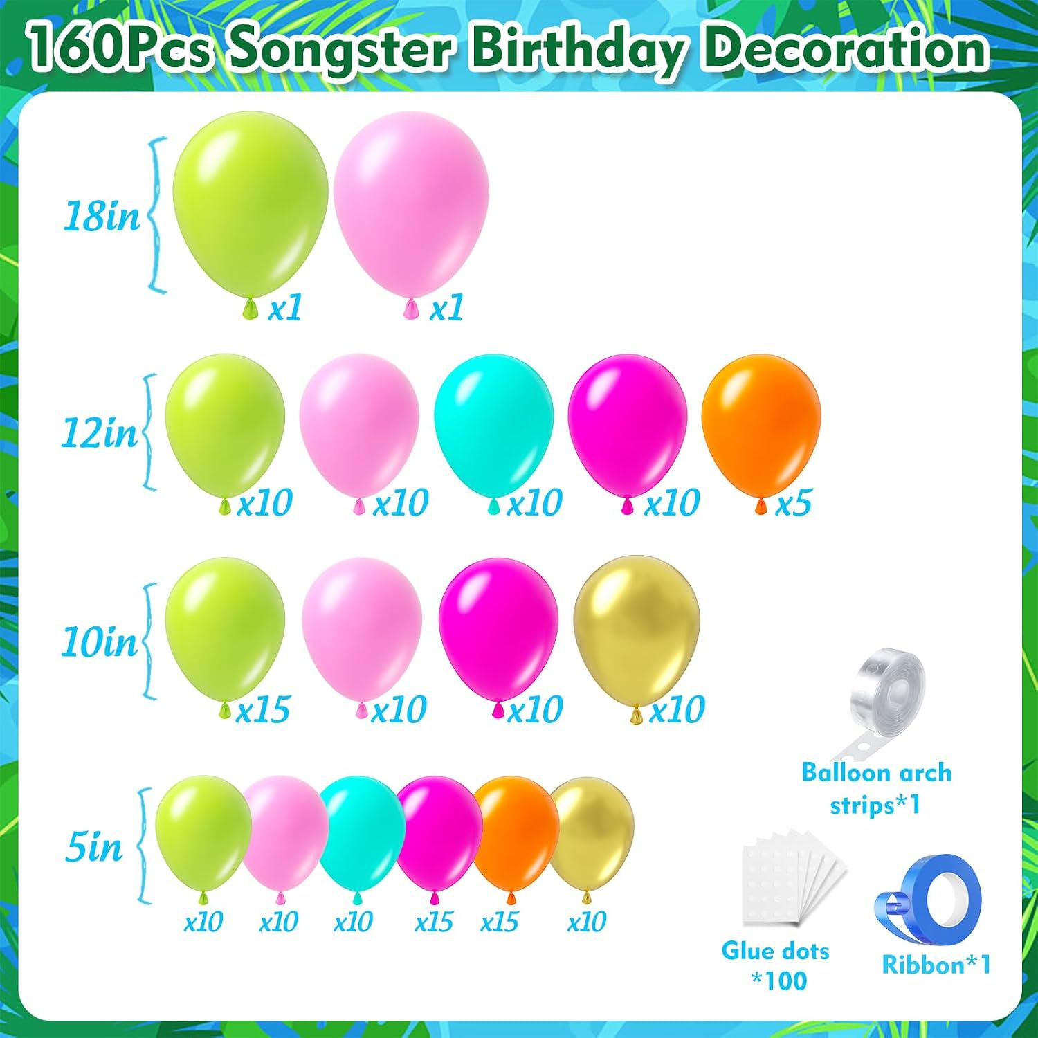 Tropical Luau Balloon Arch Kit | Olive Green, Hot Pink, Orange, Gold Hawaiian Garland