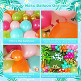 Tropical Luau Balloon Arch Kit | Olive Green, Hot Pink, Orange, Gold Hawaiian Garland