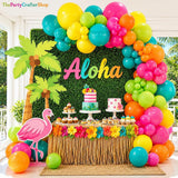 Rainbow Balloon Arch Kit | Tropical Aloha Party Decor, Hot Pink, Teal, Yellow Balloons