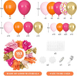 Sunset Pink Orange Balloon Arch Kit | Metallic Gold Confetti Party Decor