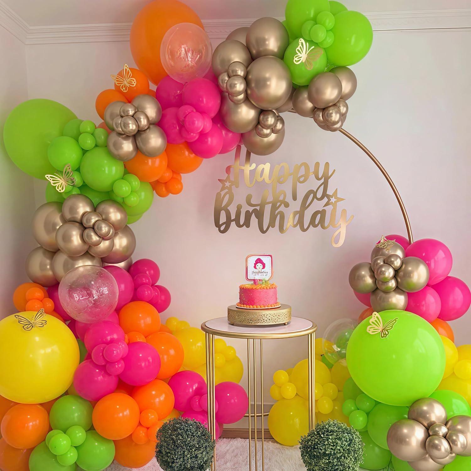 Tropical Hawaiian Balloon Arch Kit | Olive, Pink, Orange, Gold Garland for Parties