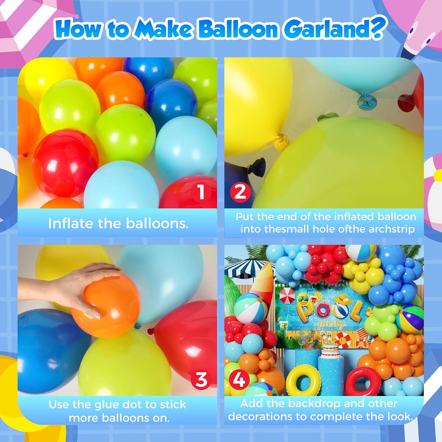 Pool Party Balloon Arch Kit | Tropical Summer Garland, Beach Ball Backdrop