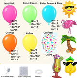Tropical Flamingo Balloon Arch Kit | Hawaiian Luau Garland, Coconut Tree, Pineapple, Cocktail Balloons