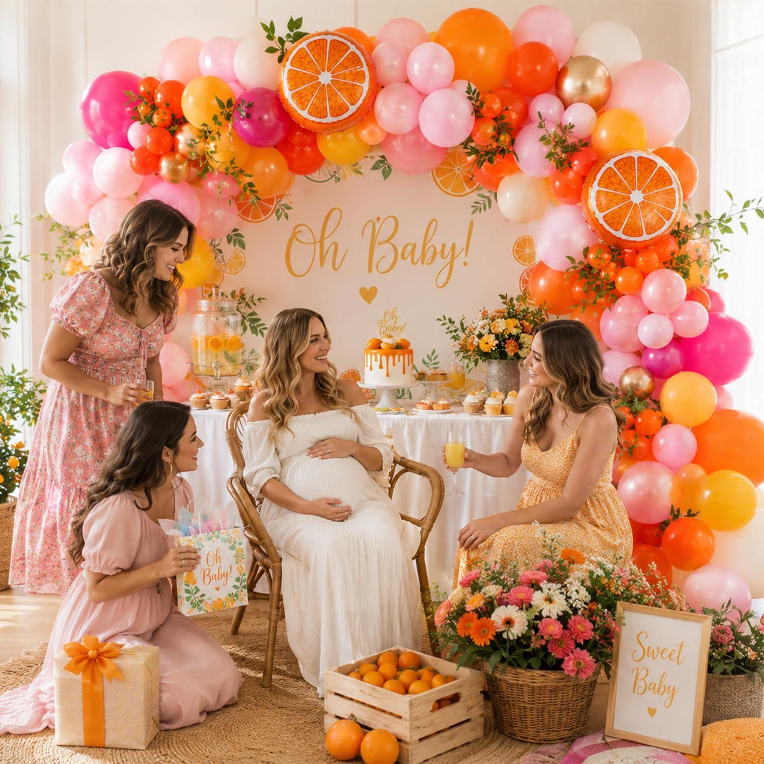 Pink Orange Balloon Arch Kit | Summer Fruit Party Decor, Lemon Yellow Gold Balloons