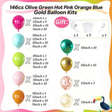 Tropical Balloon Arch Garland Kit | Olive, Pink, Orange, Rose Gold Confetti Luau Decor