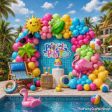 Tropical Pool Party Balloon Arch Kit | Flamingo Hawaiian Garland, Summer Birthday Decor