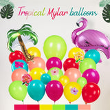 Hawaiian Luau Balloon Arch Kit | Flamingo, Palm Leaves, Hibiscus Party Decor