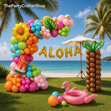 Tropical Balloon Arch Kit | Green, Hot Pink, Orange Luau Party Decor