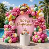 Tropical Flamingo Balloon Arch Kit | Pink Luau Garland with Cocktail, Pineapple, Leaf Balloons