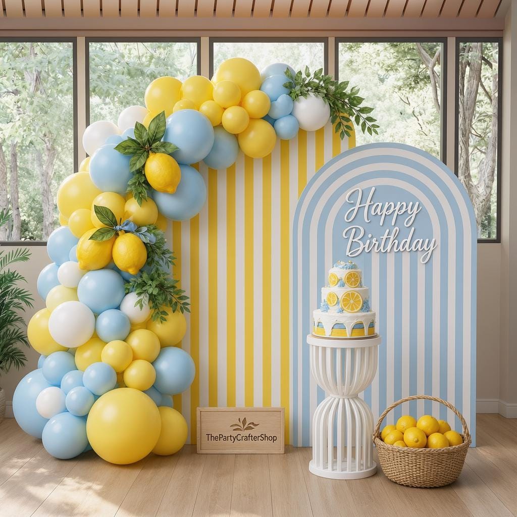 Lemon Balloon Arch Kit | Blue Yellow Summer Birthday Garland