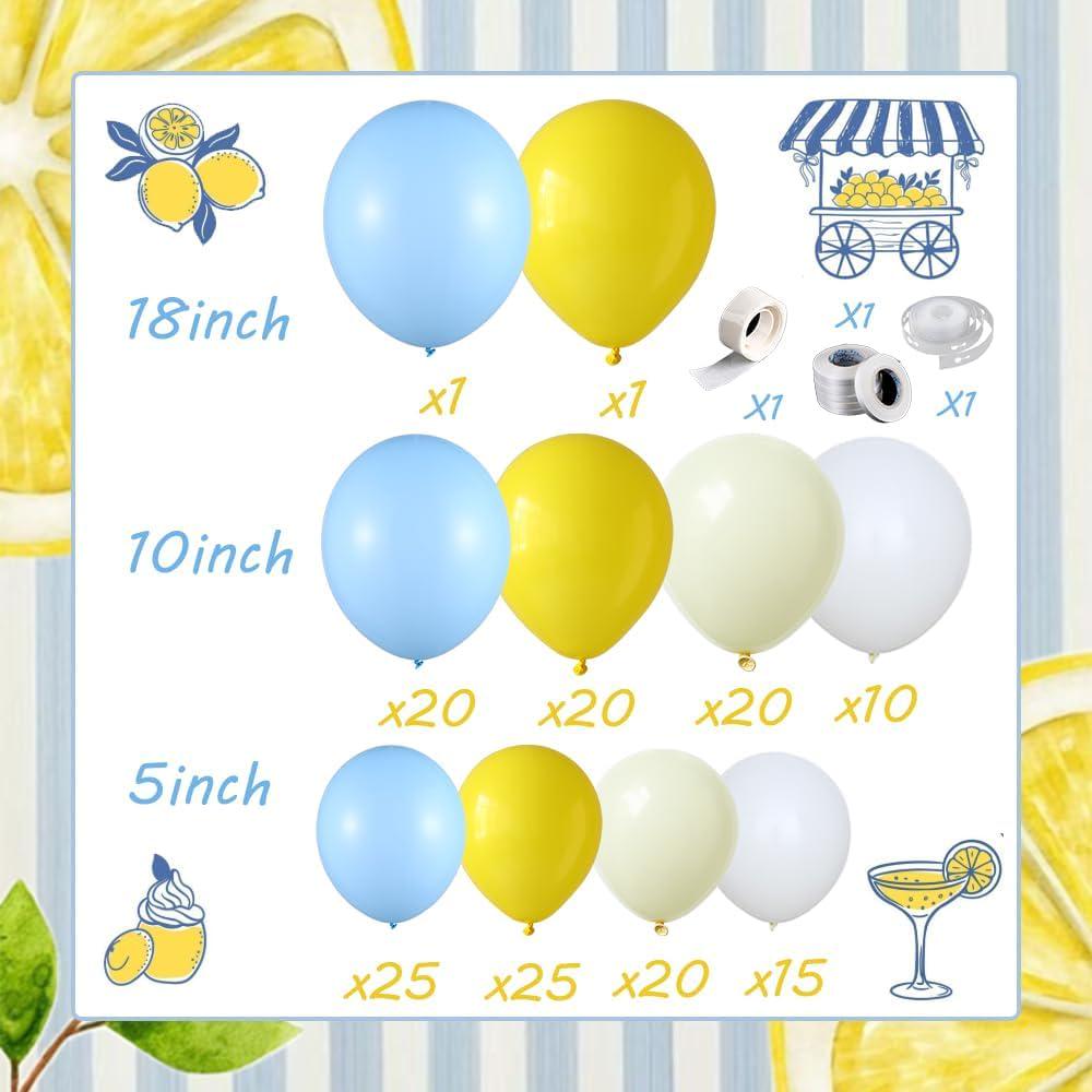 Lemon Balloon Arch Kit | Blue Yellow Summer Birthday Garland