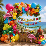 Tropical Flamingo Balloon Arch Kit | Hot Pink, Gold Confetti Garland, Luau Party Decor