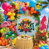 Tropical Flamingo Balloon Arch Kit | Hot Pink, Gold Confetti Garland, Luau Party Decor