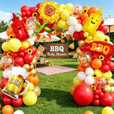 BBQ Baby Shower Balloon Arch Garland Kit | Pig, Beer Mug, Sunflower Balloons