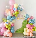 Summer Beach Balloon Arch Kit | Green, Pink, Blue Peach Garland Beach Balls, Iridescent Star