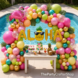 Hawaiian Luau Balloon Arch Kit | Tropical Flamingo Birthday Party Decor