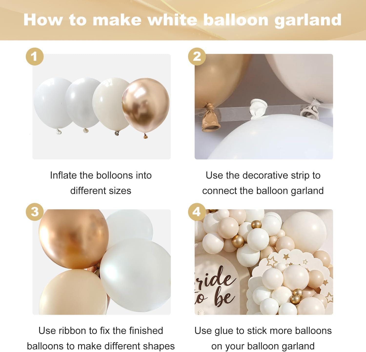White Gold Balloon Arch Kit | Boho Wedding, Baby Shower, Birthday Garland