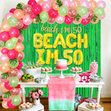 50th Birthday Tropical Luau Party Decorations | Beach Balloon Arch, Glitter Banner, Foil Props