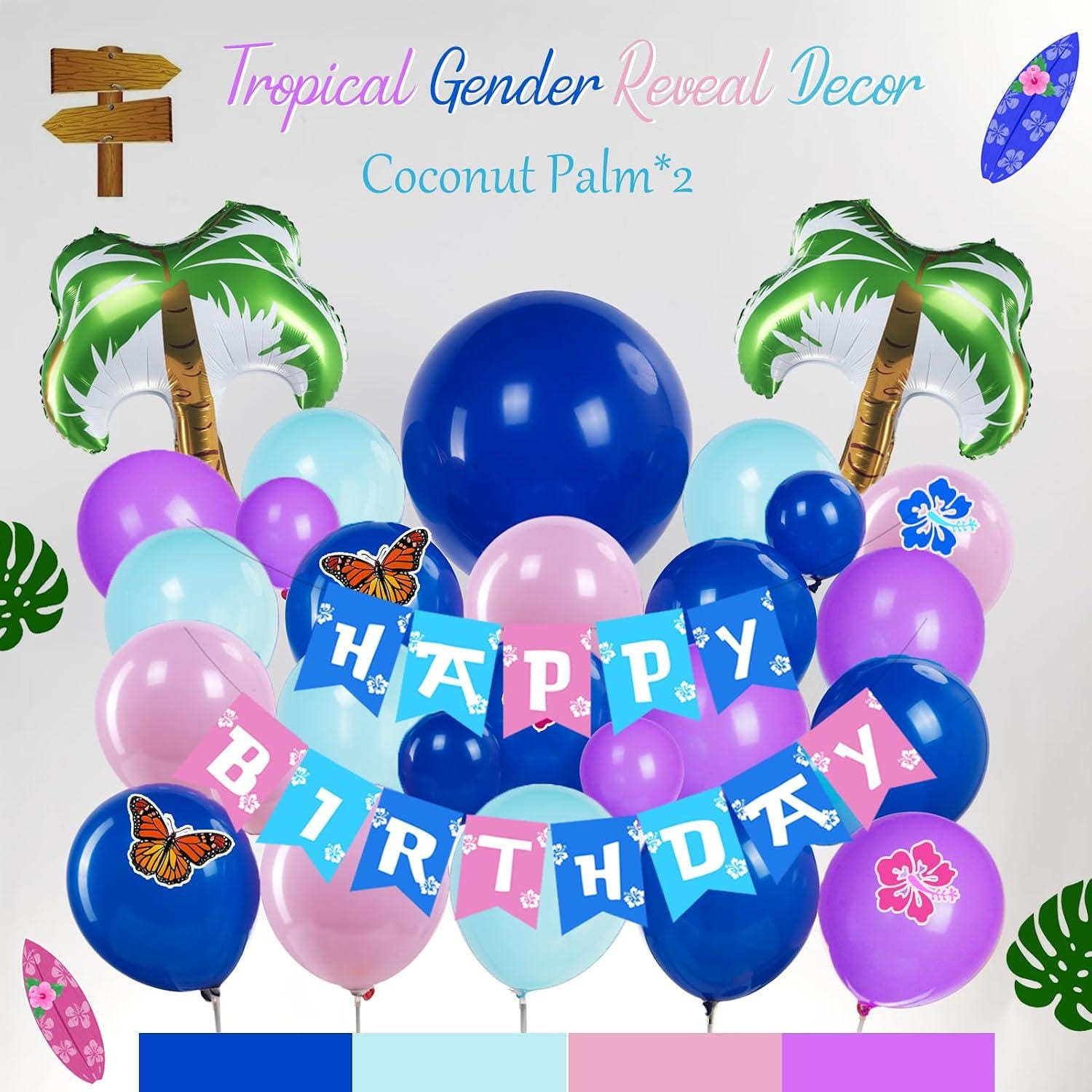 Hawaiian Balloon Garland Kit | Ohana Theme, Palm Tree, Aloha Party Decorations