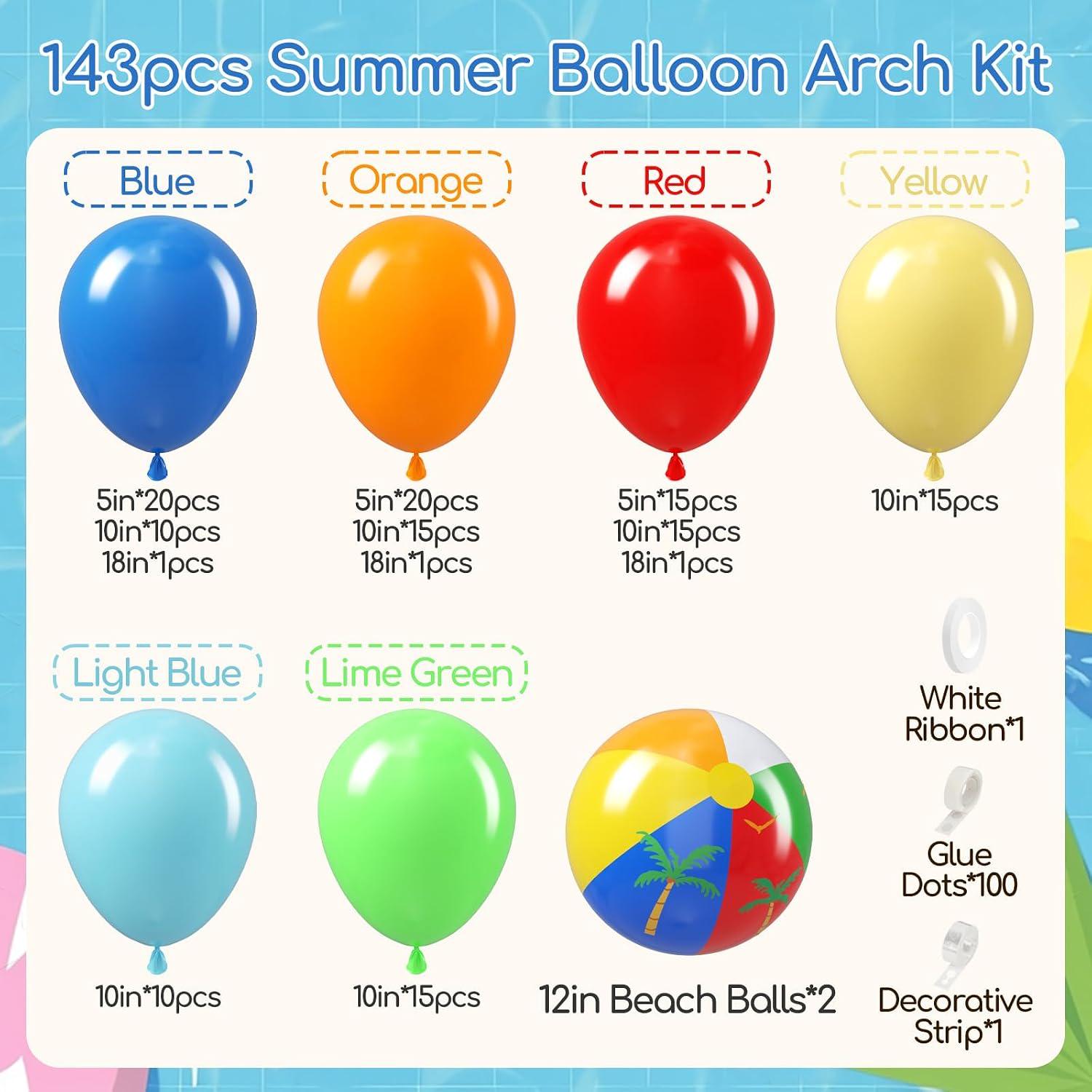 Pool Party Balloon Arch Kit | Beach Ball, Luau, Tropical Birthday Decorations