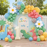 Retro Boho Balloon Arch Kit | Dinosaur, Flower, Number 1 Balloons (Sweet One Birthday)