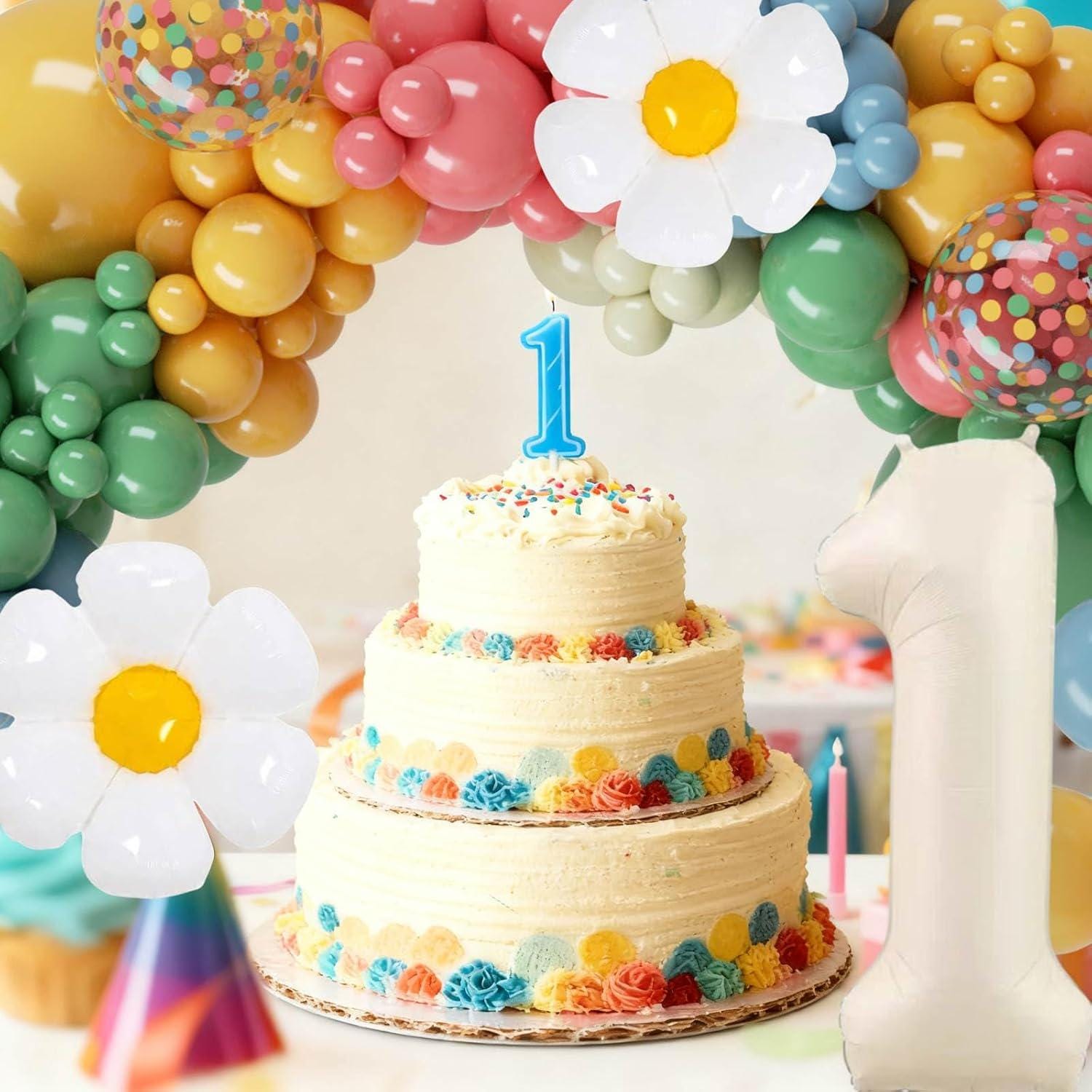 Retro Boho Balloon Arch Kit | Dinosaur, Flower, Number 1 Balloons (Sweet One Birthday)