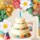 Retro Boho Balloon Arch Kit | Dinosaur, Flower, Number 1 Balloons (Sweet One Birthday)