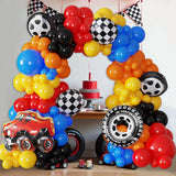 Monster Truck Balloon Arch Garland Kit | Red Blue Yellow Racing Party Decorations