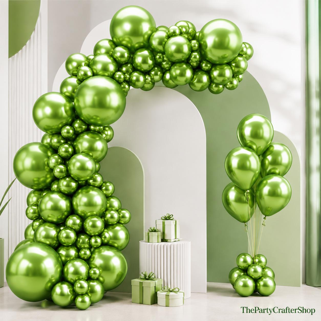 Metallic Green Balloon Arch Kit | 85pc Party Decor Set