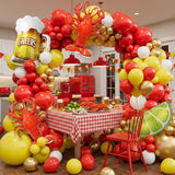 Crawfish Boil Balloon Arch Kit | Red Yellow Gold Seafood Party Decor