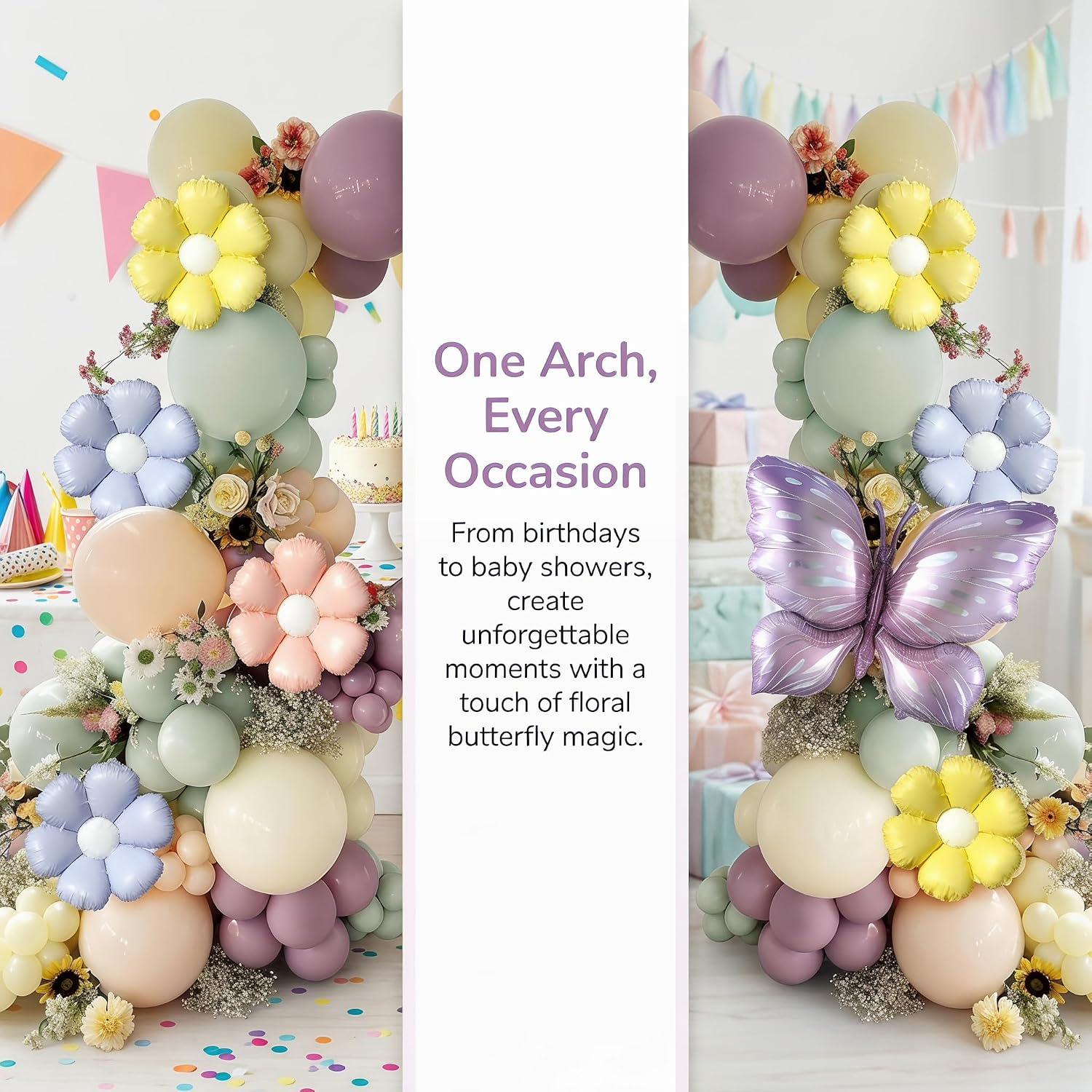 Wildflower Balloon Arch Kit | Pastel Floral Butterfly Garden Party Decor