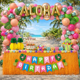 Hawaiian Luau Party Decorations | Aloha Backdrop, Grass Skirt, Balloon Garland, Palm Leaves