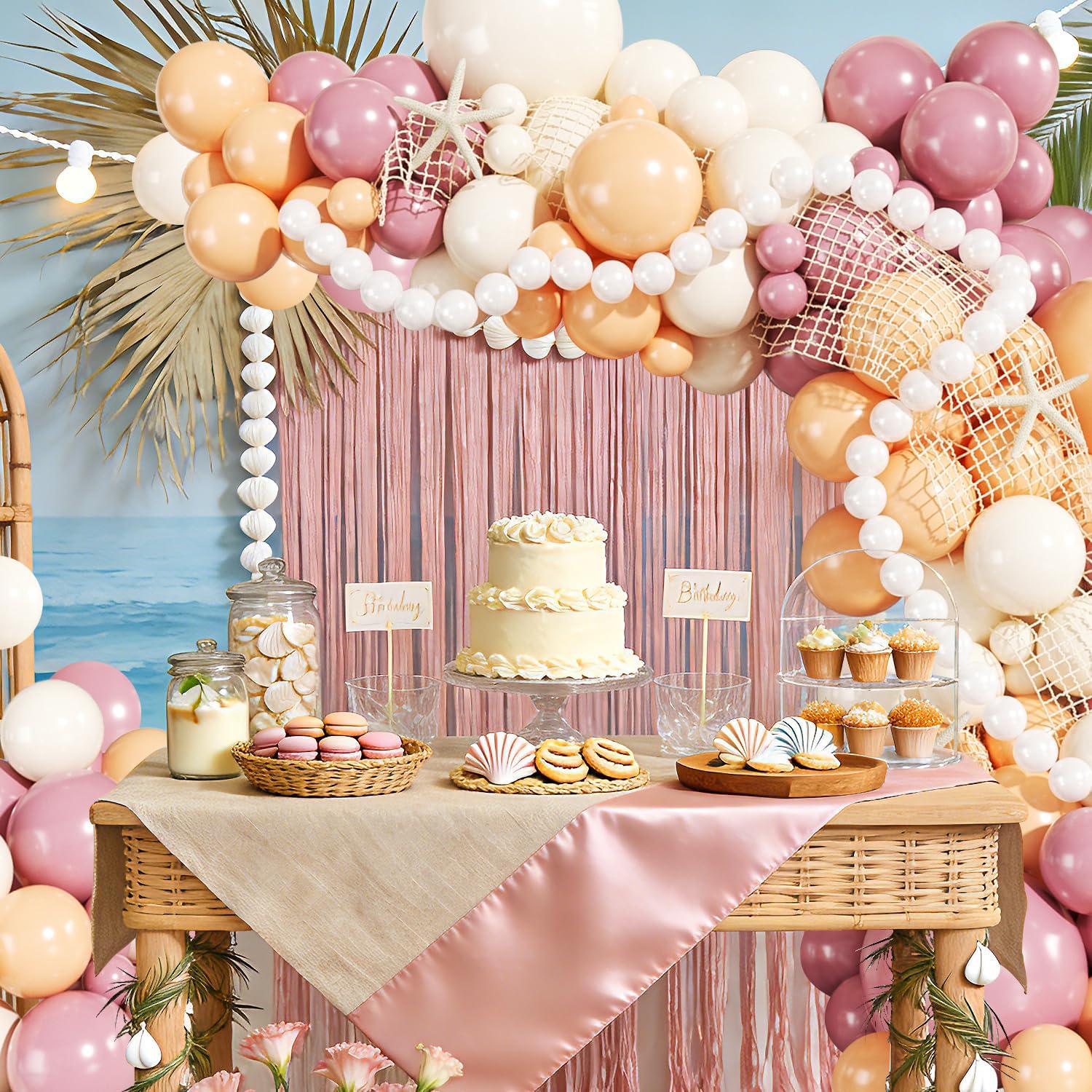 Dusty Pink Balloon Arch Kit | Blush, Pearl White, Ocean Baby Shower Decor