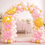 Pink Yellow Lemon Balloon Arch Kit | Pastel Birthday Baby Shower Party Decor
