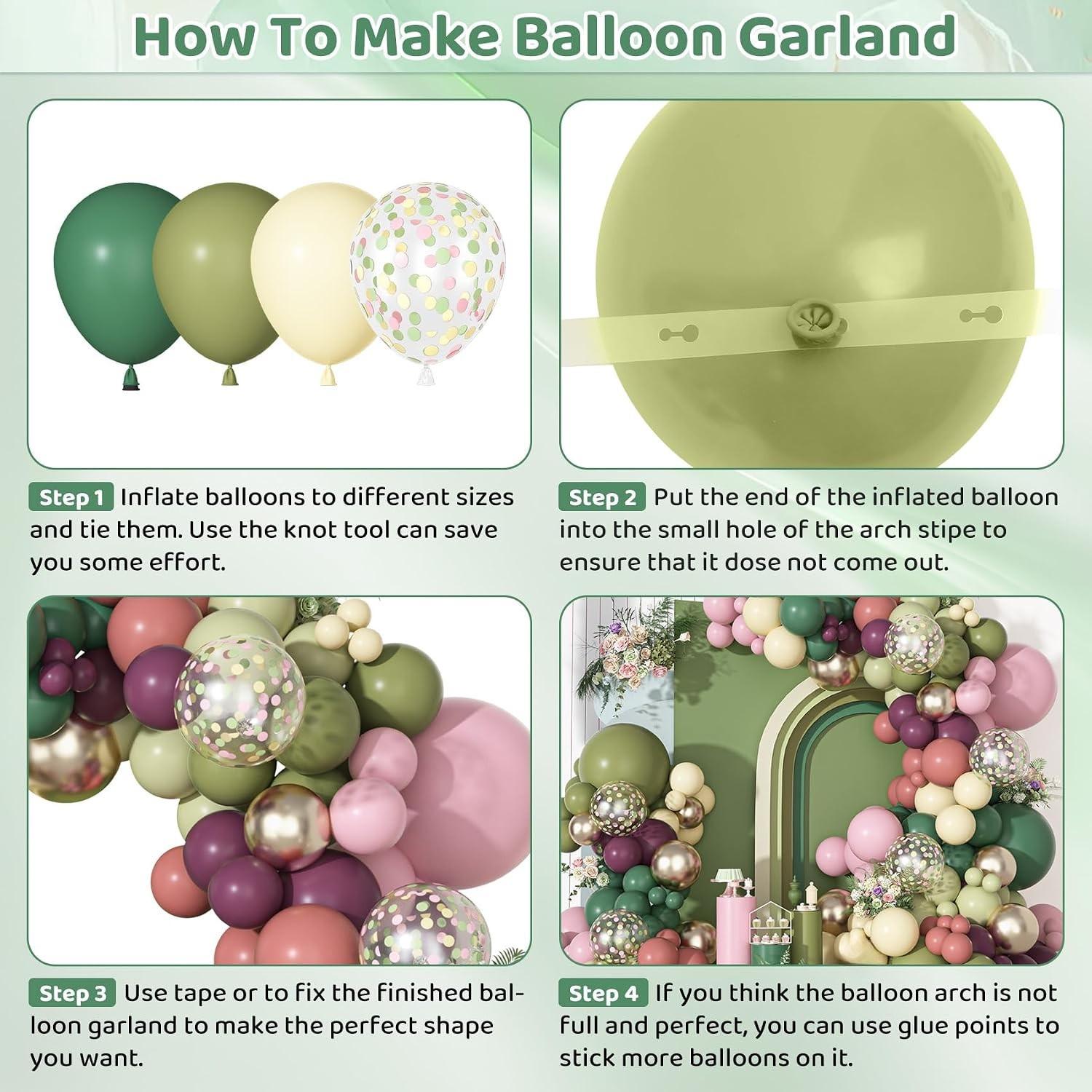Dusty Pink Sage Green Balloon Arch Kit | Boho Baby Shower Birthday Party Decor