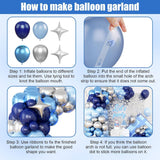 Blue Silver Balloon Arch Kit | Star Foil, Chrome Balloons Boy Baby Shower Birthday Ocean