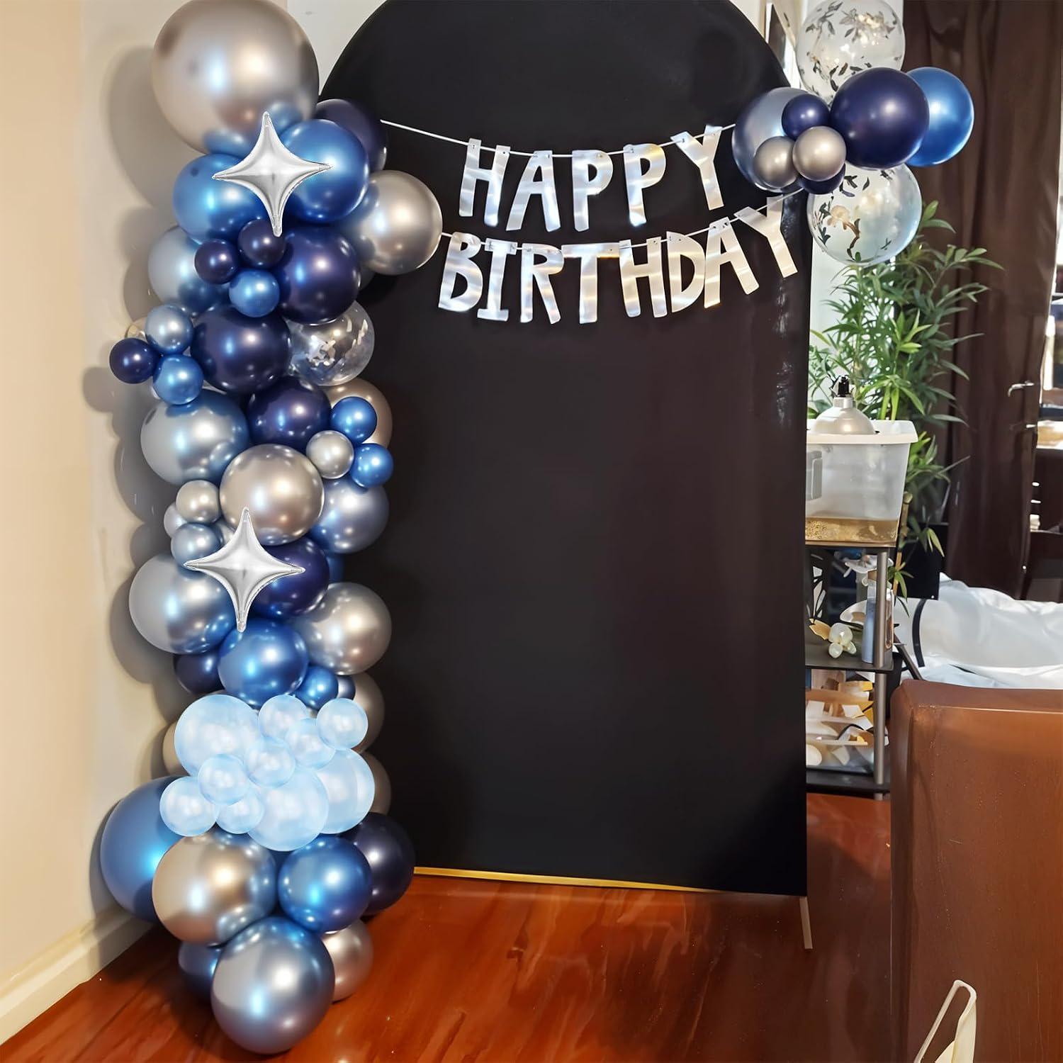 Blue Silver Balloon Arch Kit | Star Foil, Chrome Balloons Boy Baby Shower Birthday Ocean