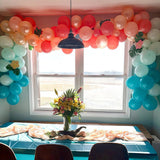 Hawaiian Balloon Set | Tropical Luau Party Decor, Orange, Teal, Rose Gold Confetti Balloons