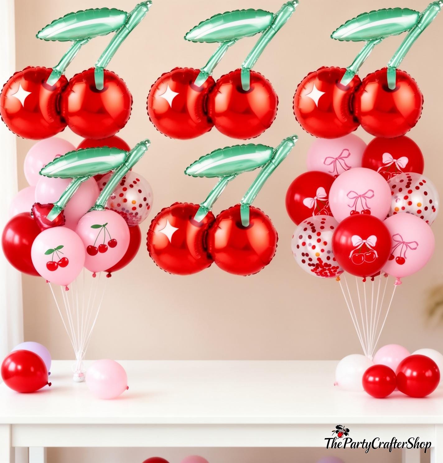 Cherry Balloon Set | Red Fruit Foil Latex Party Decor