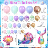 Mermaid Balloon Garland Kit, Pastel Under the Sea Birthday Baby Shower Decor