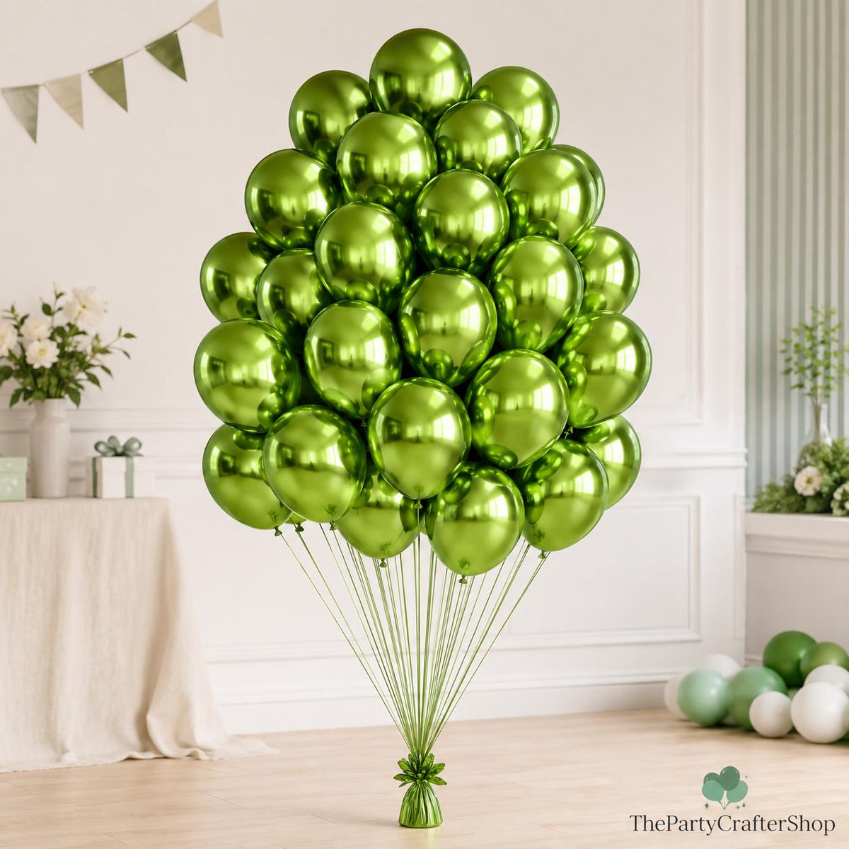 Metallic Green Latex Balloons, 12 Inch Helium Party Decor
